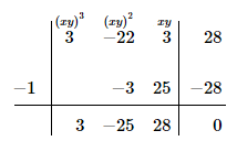 Scomposizione mediante Ruffini di un polinomio in xy di terzo grado 