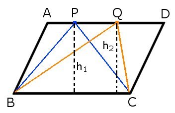 equivalenza di due triangoli contenuti in un parallelogramma